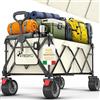 TRESKO® Carrello pieghevole da 215 L con freno, carrello pieghevole da 150 kg con pneumatici in gomma piena, pieghevole, extra large, ruote per tutto il terreno, con borsa per il trasporto