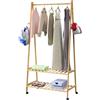 Casaria® Appendiabiti in Legno con Rotelle e Ripiani Attaccapanni Stabile in Bambù incl. 4 Ganci Porta Abiti 155x70cm da Corridoio Portabiti