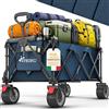 TRESKO® Carrello pieghevole da 215 l con freno, carrello pieghevole da 150 kg con pneumatici in gomma piena, pieghevole, extra large, ruote per tutto il terreno, con borsa per il trasporto