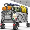 TRESKO® Carrello pieghevole da 215 L con freno, carrello pieghevole da 150 kg con pneumatici in gomma piena, pieghevole, extra large, ruote per tutto il terreno, con borsa per il trasporto