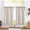 TOPICK Tendine per finestra effetto lino, tinta unita, corte, da cucina, in tessuto jacquard, con filtro della luce, per soggiorno, casa di campagna, piccole finestre, 90 x 90 cm, beige, set da 2