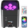 Glowingstage Faretto LED a batteria, 108 W, RGBWA-UV, con controllo app, batteria LED Par con DMX e telecomando per feste, club, bar, Halloween, Natale