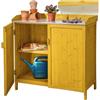 tectake® Armadietto da Giardino con Piano da Lavoro Zincato, 98 x 48 x 95 cm, Spazio per Utensili e Accessori Barbecue, Tavolino da Giardinaggio, Mobile da Giardino, Tavolo per Piante, per Esterno