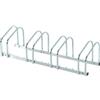 HOMCOM Rastrelliera Biciclette da Pavimento o Parete, Portabici da Terra per 4 Biciclette in Acciaio, Ruote Fino 65 mm, 110x33x27 cm, Argento