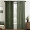 Topfinel Tende Per Interni Moderne Camera da Letto Salotto 140x260 cm Lino e Cotone Naturale Verde Scuro Oliva con Anelli Cucina Tenda Soggiorno Porta Finestra Cameretta Bambina Tendine Oscurante, 2pz