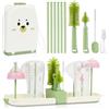 Vicloon 6 in 1 Set di spazzole per biberon, Kit da Viaggio per la Pulizia del Biberon con Spazzola in Silicone per Biberon/Tettarella/Cannuccia, Dispenser di Sapone e Stendibiancheria(Verde)
