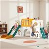 MAMIZO 9 in 1 Scivolo per Bambini, Scivolo Giocattolo da Interno o Esterno Canestri da Basket e Telescopi, Scivolo da Giardino Spazio di Deposito e Tunnel,2 anni e oltre,mit 2PCS Moduls, Giallo Verde