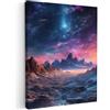 MuchoWow© Stampa Foto 30x40 cm Quadro Moderno Quadri Moderni Soggiorno Con Cornice Stampe Da Parete Camera Da Letto Matrimoniale Decorazione Canvas Montagne - Stelle - Colorato - Neon