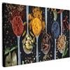 MuchoWow© Quadro Su Tela 60x40 cm Grandi Dimensioni Quadri Moderni Soggiorno Stampa Di Foto Decorazione Camera Letto Da Parete Con Cornice DipintiErbe - Cucchiaio - Spezie - Nero - Cucina