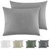 Dreamzie Federe Cuscino Letto Cotone 40x60 cm, Set di 2, 100% Cotone Lavato, Copricuscino Letto Grigio Chiaro Con Cerniera, Federa Cuscino Certificata OEKO-TEX