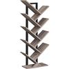 HOOBRO Libreria ad albero, scaffale a 9 livelli autoportante, libreria industriale con ripiani in legno, ufficio domestico, Greige e Nero, EBG08SJ01G1