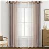 MRTREES Tende per Interni Soggiorno Moderne 2 Pezzi 140x225cm Tende in Voile Trasparenti Sfumato Marrone Chiaro con Occhielli per Camera da Letto Finestre Cameretta Bambini Salotto Casa