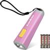 EverBrite Mini Torcia LED (Rosa), Torcia Portatile 46g con Luce Gialla Calda, Ideale per Leggere, Campeggio e Passeggiate, 3 Batterie AAA Incluse, Ottima come Regalo