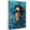 MuchoWow© Quadro Moderno Soggiorno 40x60 cm Decorazioni Da Parete Quadri Su Tela Da Salotto Grandi Foto Con Cornice Stampe Su Tela Camera Da Letto Donna - Fiori - Farfalle - Blu - Astratto