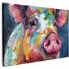 MuchoWow© Quadro Su Tela 60x40 cm Grandi Dimensioni Quadri Moderni Soggiorno Stampa Di Foto Decorazione Camera Letto Da Parete Con Cornice DipintiMaiale - Pittura a olio - Animali - Arte