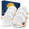 Luxari Spot da Incasso 230V Bianco - Set di 6 Luci LED Radianti 9W - Faretto per Bagno 3000K Bianco Caldo - Illuminazione da Soffitto Con Connettore - IP54