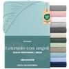Twinzen Dreamzie Lenzuolo con Angoli una Piazza e Mezza 140x190 / 200 cm - Angoli da 35 cm per Materassi Spessi - 100% Microfibra di Poliestere - Acqua, Certificato Oeko Tex