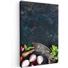 MuchoWow© Quadro Moderno Soggiorno 60x90 cm Decorazioni Da Parete Quadri Su Tela Da Salotto Grandi Foto Con Cornice Stampe Su TelaVerdura - Erbe - Coltello a culla - Cipolla - Spezie - Cucina
