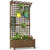 Outsunny Letto per Orto Rialzato da Esterno con Traliccio e Barra Superiore, Fioriera da Esterno con Fori di Drenaggio in Legno di Abete, per Fiori e Verdure, per Giardino e Balcone, Caffè Scuro
