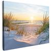 MuchoWow© Quadro Moderno Soggiorno 70x50 cm Decorazioni Da Parete Quadri Su Tela Da Salotto Grandi Foto Con Cornice Stampe Su TelaSpiaggia - Sole - Duna - Erba - Sabbia - Orizzonte