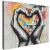 MuchoWow© Quadro Su Tela 70x50 cm Grandi Dimensioni Quadri Moderni Soggiorno Stampa Di Foto Decorazione Camera Letto Da Parete Con Cornice Dipinti Mani - Cuore - Street art - Graffiti