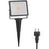 ledscom.de Faro da giardino a LED FLIN con picchetto a terra e spina per uso esterno, proiettore, nero, IP66 impermeabile, 10,93W 837lm bianco caldo