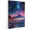 MuchoWow© Stampa Foto 20x30 cm Quadro Moderno Quadri Moderni Soggiorno Con Cornice Stampe Da Parete Camera Da Letto Matrimoniale Decorazione Canvas Montagne - Stelle - Colorato - Neon