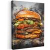 MuchoWow© Quadri Camera Da Letto 50x70 cm Stampe Da Parete Quadro Su Tela Moderni Decorazioni Murali Soggiorno Foto Quadretti Ingresso CasaBurger - Cibo - Arte - Grigio - Graffiti