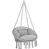 DETEX® Sedia Sospesa 2 Cuscini a Dondolo Max 150 kg Ø 60 Certificato GS cm Resistente per Interni Esterni Design Boho Poltrona da Appendere