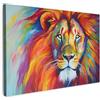 MuchoWow© Stampa Su Tela 90x60 cm Decorazioni Pareti Canvas Grandi Dimensioni Quadri Con Cornice Moderni Quadro Soggiorno Foto Camera Da LettoLeone - Animali - Pittura ad olio - Arcobaleno
