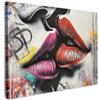 MuchoWow© Quadri Con Cornice 70x50 cm Decorazione Quadri Per Camera Da Letto Quadretti Da Parete Moderni Quadro Moderno Soggiorno Grande Foto Su Tela Street art - Labbra - Bacio - Graffiti
