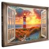 MuchoWow© Quadro Camera Da Letto 120x80 cm Quadri Soggiorno Decorazione Parete Quadri Moderni Su Tela Stampe Foto Con Cornice Quadretti Poster Casa Vista - Finestra - Faro - Tramonto - Spiaggia