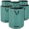 GARDEBRUK® Set 6 Sacchi Giardino 280L Sacco Raccolta Foglie Erba Tagliata Potatura e Rifiuti Cesto Giardinaggio Pieghevole Resistente con 3 Maniglie Rinforzate Doppie Cuciture 50kg Riutilizzabile