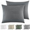 Dreamzie Federe Cuscino Letto Cotone 40x60 cm, Set di 2, 100% Cotone Lavato, Copricuscino Letto Grigio Scuro Con Cerniera, Federa Cuscino Certificata OEKO-TEX