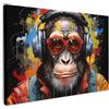 MuchoWow© Stampa Foto 120x80 cm Quadro Moderno Quadri Moderni Soggiorno Con Cornice Stampe Da Parete Camera Da LettoScimpanzé - Scimmia - Animali - Graffiti - Occhiali - Cuffie - Colori
