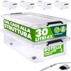 Deuba® 4X 30L Scatole in Plastica Trasparente Senza BPA Contenitori con Coperchio Impilabili Ruote Cassette Salvaspazio