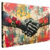 MuchoWow© Stampa di Foto su Tela 120x80 cm Quadro Soggiorno Moderno Quadri per Salotto Decorazioni Camera Graffiti - Rose - Mani - Street art - Banksy