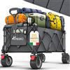 TRESKO® Carrello pieghevole da 215 l con freno, carrello pieghevole da 150 kg con pneumatici in gomma piena, pieghevole, extra large, ruote per tutto il terreno, con borsa per il trasporto