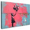 MuchoWow© Quadri Moderni Soggiorno su Tela Quadro 120x80 cm Canvas Foto Dipinti Camera da Letto Decorazioni Pareti Graffiti - Ragazza - Palloncino - Banksy - Street art