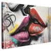 MuchoWow© Quadri Con Cornice 120x80 cm Decorazione Quadri Per Camera Da Letto Quadretti Da Parete Moderni Quadro Moderno Soggiorno Grande Foto Su Tela Street art - Labbra - Bacio - Graffiti