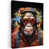 MuchoWow© Stampa Foto 50x70 cm Quadro Moderno Quadri Moderni Soggiorno Con Cornice Stampe Da Parete Camera Da LettoScimpanzé - Scimmia - Animali - Graffiti - Occhiali - Cuffie - Colori