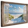 MuchoWow© Stampa Foto 90x60 cm Quadro Moderno Quadri Moderni Soggiorno Con Cornice Stampe Da Parete Camera Da Letto Matrimoniale Decorazione Canvas Vista - Spiaggia - Finestra - Dune - Mare