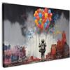 MuchoWow© Quadri Moderni Camera Da Letto 120x80 cm Foto Quadro Con Cornice Decorazioni Parete Soggiorno Stampa Su Tela Moderna Casa Salotto PosterRagazzo - Palloncini - Edifici - Arte