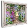 MuchoWow© Stampe Su Tela 70x50 cm Quadro Soggiorno Quadri Camera Da Letto Moderni Accessori Salotto Poster Da Parete Con CorniceOrtensia - Vista dalla finestra - Fiori - Estate - Viola - Rospo