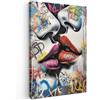 MuchoWow© Quadri Con Cornice 40x60 cm Decorazione Quadri Per Camera Da Letto Quadretti Da Parete Moderni Quadro Moderno Soggiorno Grande Foto Su Tela Street art - Labbra - Bacio - Graffiti