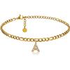 GD GOOD.designs Cavigliera d'oro con lettere impermeabili I Cavigliera da donna placcata oro 18 carati I Cavigliera regolabile (22-27 cm) acciaio inossidabile (A)