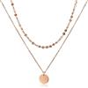 GD GOOD.designs Catena a più file per donne con piastrine - Collana impermeabile a doppia fila di monete in oro, argento o oro rosa I Catena a piastrine a strati in acciaio inossidabile (Roségold)