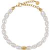GD GOOD.designs Bracciale da donna con vere perle d'acqua dolce - impermeabile, placcato in oro 18 carati (15-19 cm), skin friendly
