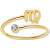 GD GOOD.designs Anello zodiacale Vergine in oro con zircone per donne - Anello da donna placcato in oro 18K in acciaio inossidabile 316L | Anello regolabile (misura 52-60) e impermeabile - incl. scatola regalo.