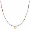 GD GOOD.designs Collana di perline colorate donna | Collana impermeabile con lettera M | Ciondolo con iniziale in acciaio inox placcato oro 18K | Regolabile e delicata sulla pelle (40-45 cm)